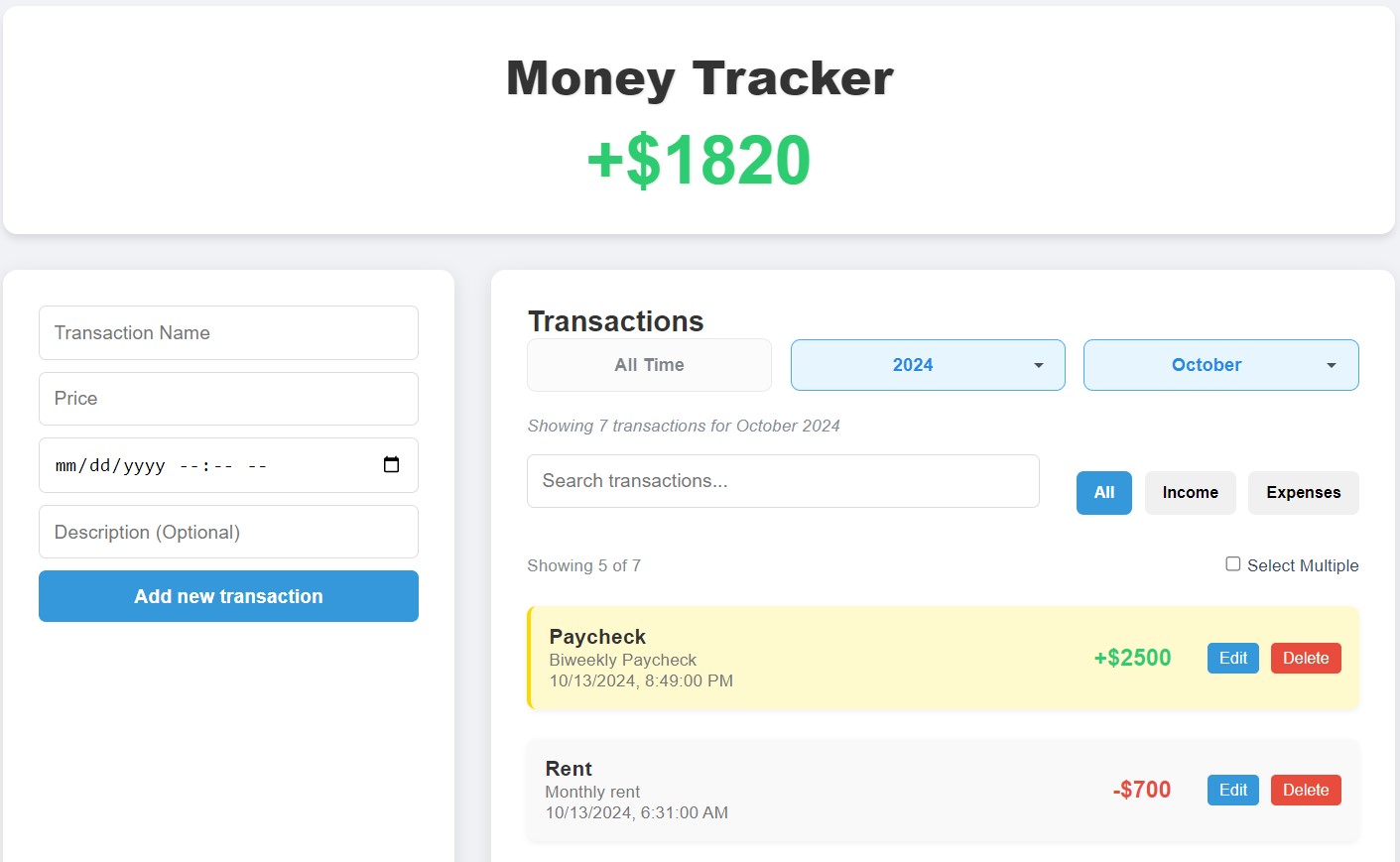 Money Tracker